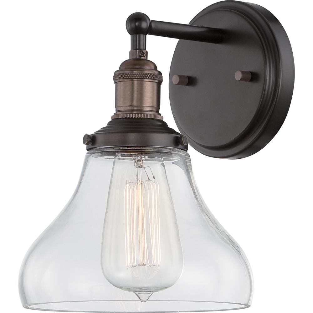 Nuvo Lighting 60/5513  Vintage - 1 Light Sconce with Clear Glass - Vintage Lamp Included in Rustic Bronze Finish
